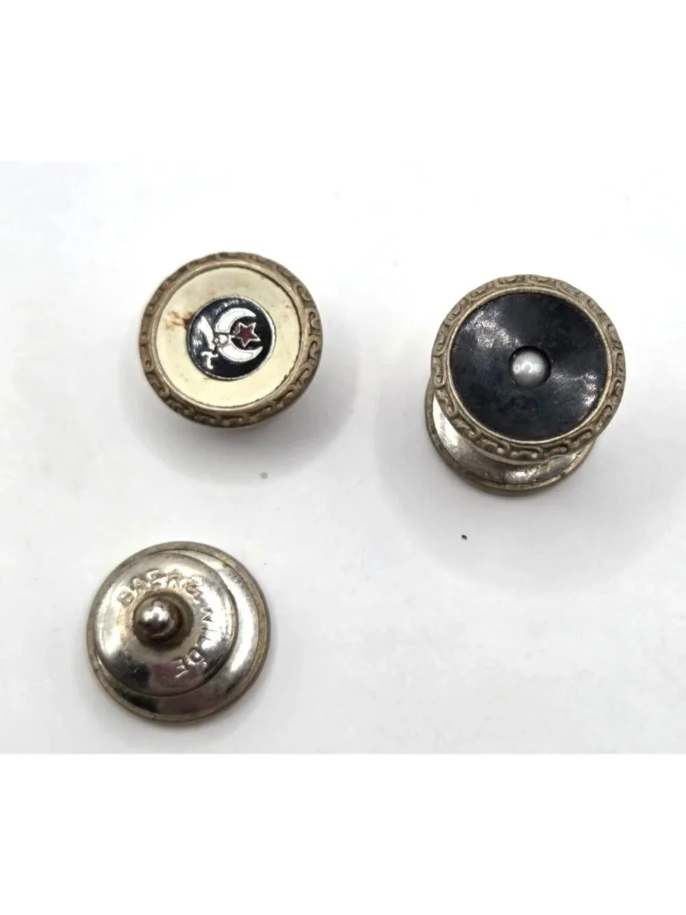 Baer & Wilde Vintage Collar Button Stud Set With Crescent & Star Design 1920's-1